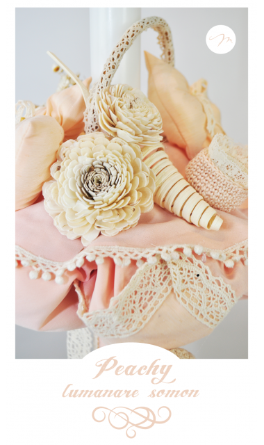 Lumanare botez pentru fetite cu flori uscate, 65x4 cm, Romantico  5